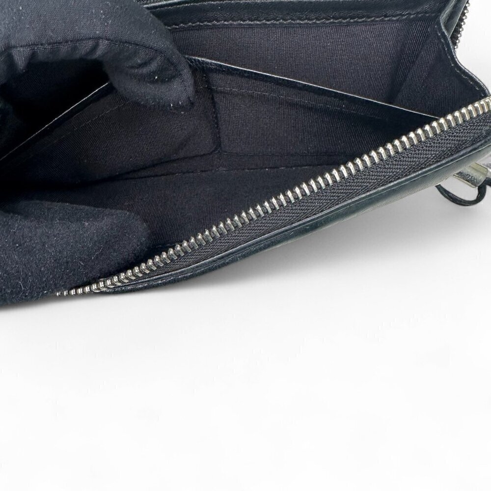 Jimmy Choo Long Black Leather Zippered Wallet, Silver Star Studs w/ Box - USED - Picture 11 of 15